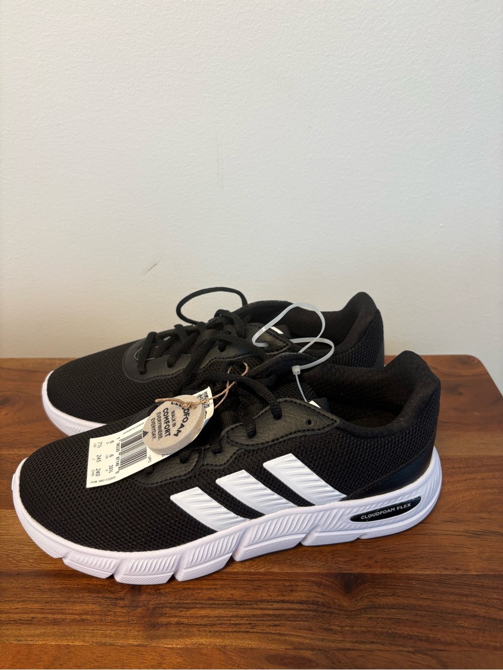 adidas Black with White Stripes Athletic Sneakers
